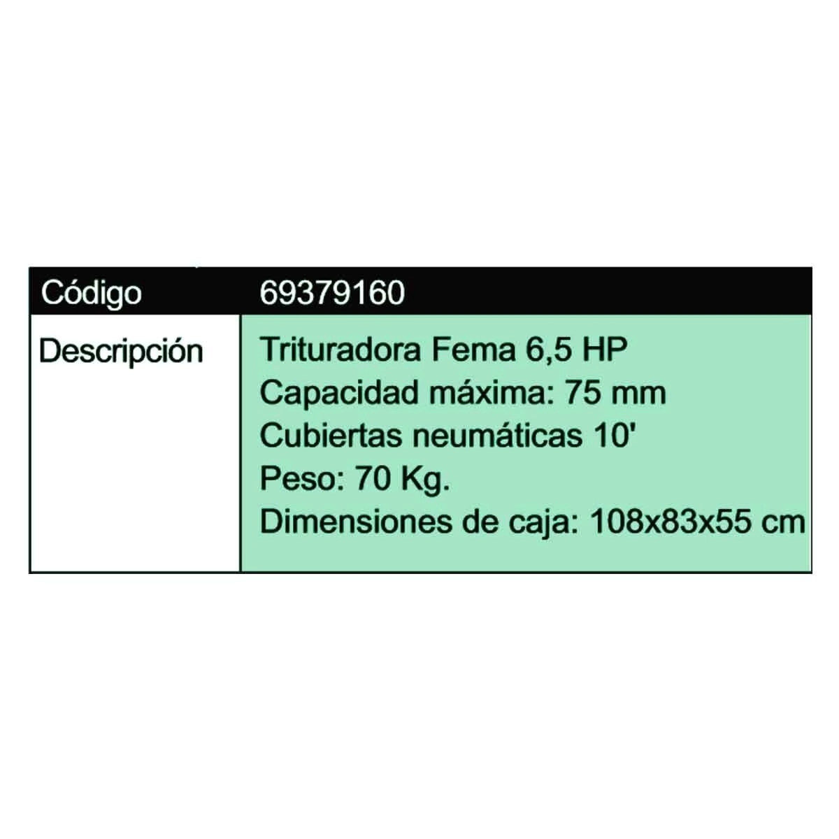 69379160-ficha3380-5.jpg TRITURADORA FEMA 6,.5 HP-CAPACIDAD MAX 75 MM - Imagen 2