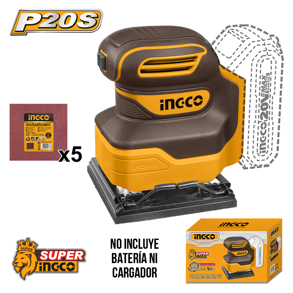CSHSLI2014 Lijadora Orbital 20V Ingco CSHSLI2014 - Imagen 2
