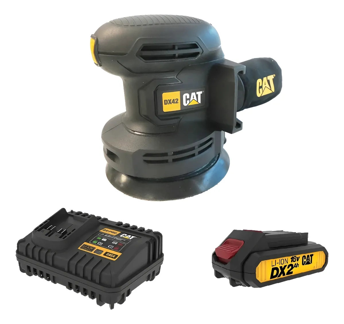 cat1 Lijadora Roto orbital 125mm 18V CAT con Cargador y Bateria  DX42B - Imagen 1