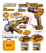 Combo Amoladora Ingco Brushless + Taladro Atornillador Percutor Ingco Brushless 66nm CKLI20273-4 - Imagen 3