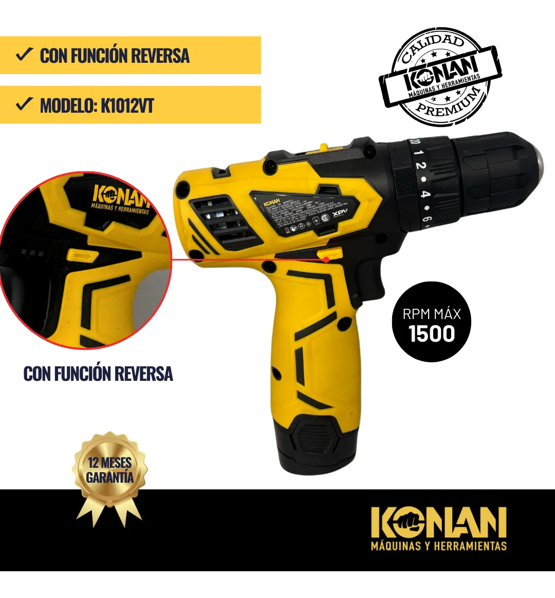 konan2 Taladro 12V Konan K1012VT - Imagen 2