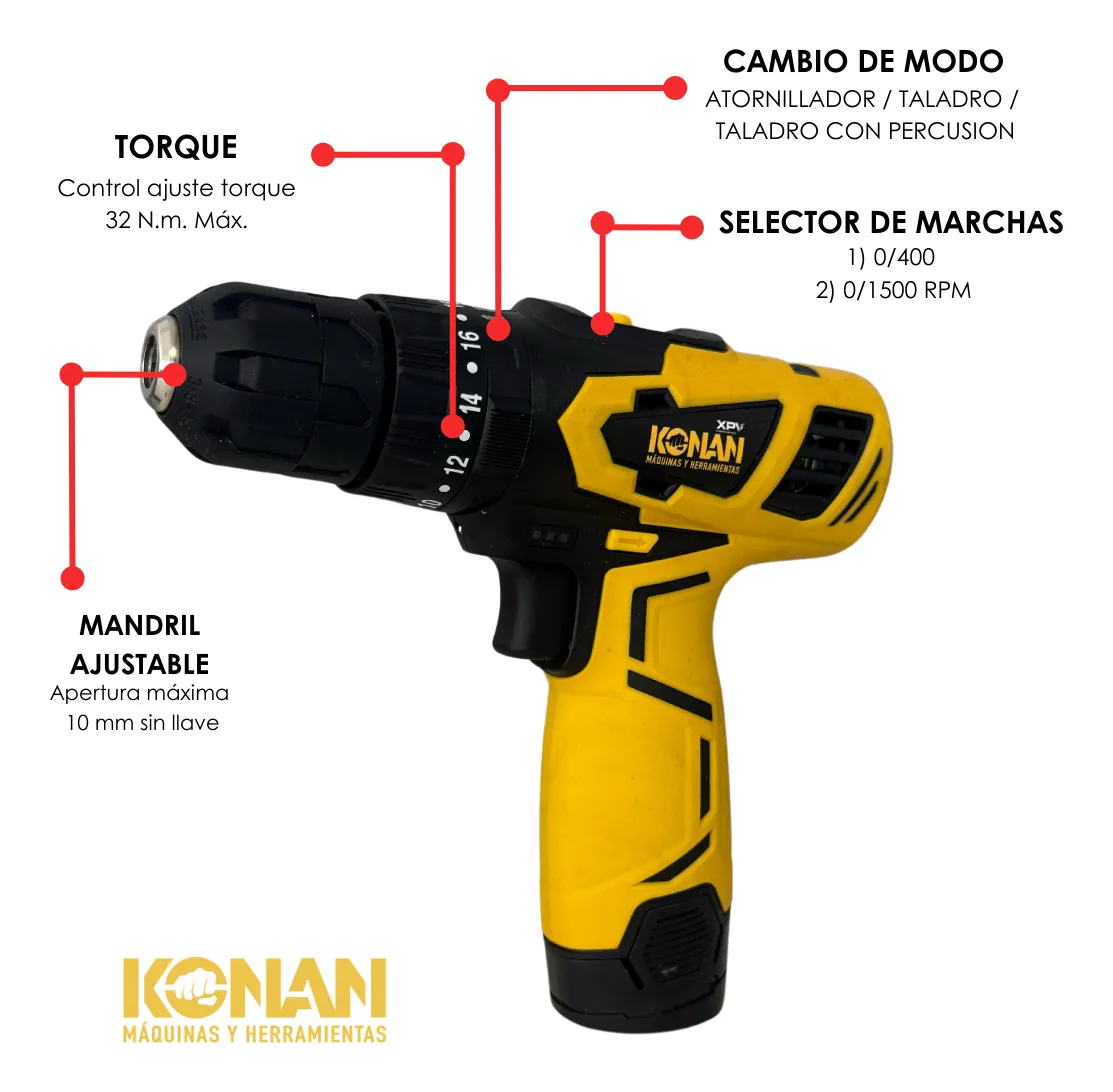 konan3 Taladro 12V Konan K1012VT - Imagen 3