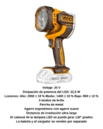Linterna 2000 Lumens 20v Ingco CWLI2088 - Imagen 2