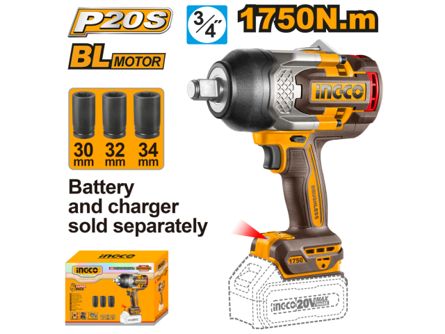 productos3_8999 Llave Impacto 1750 Nm 3/4" Ingco Motor Brushless 20v CIWLI201751 - Imagen 1