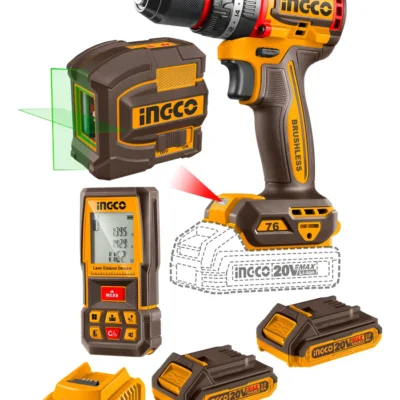 Combo Taladro 76nm 20V + Medidor y Nivel Laser Ingco COSLI250511-4